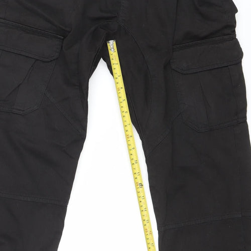 Another Influence Womens Black Cargo Trousers XL Cotton Elastic Waist
