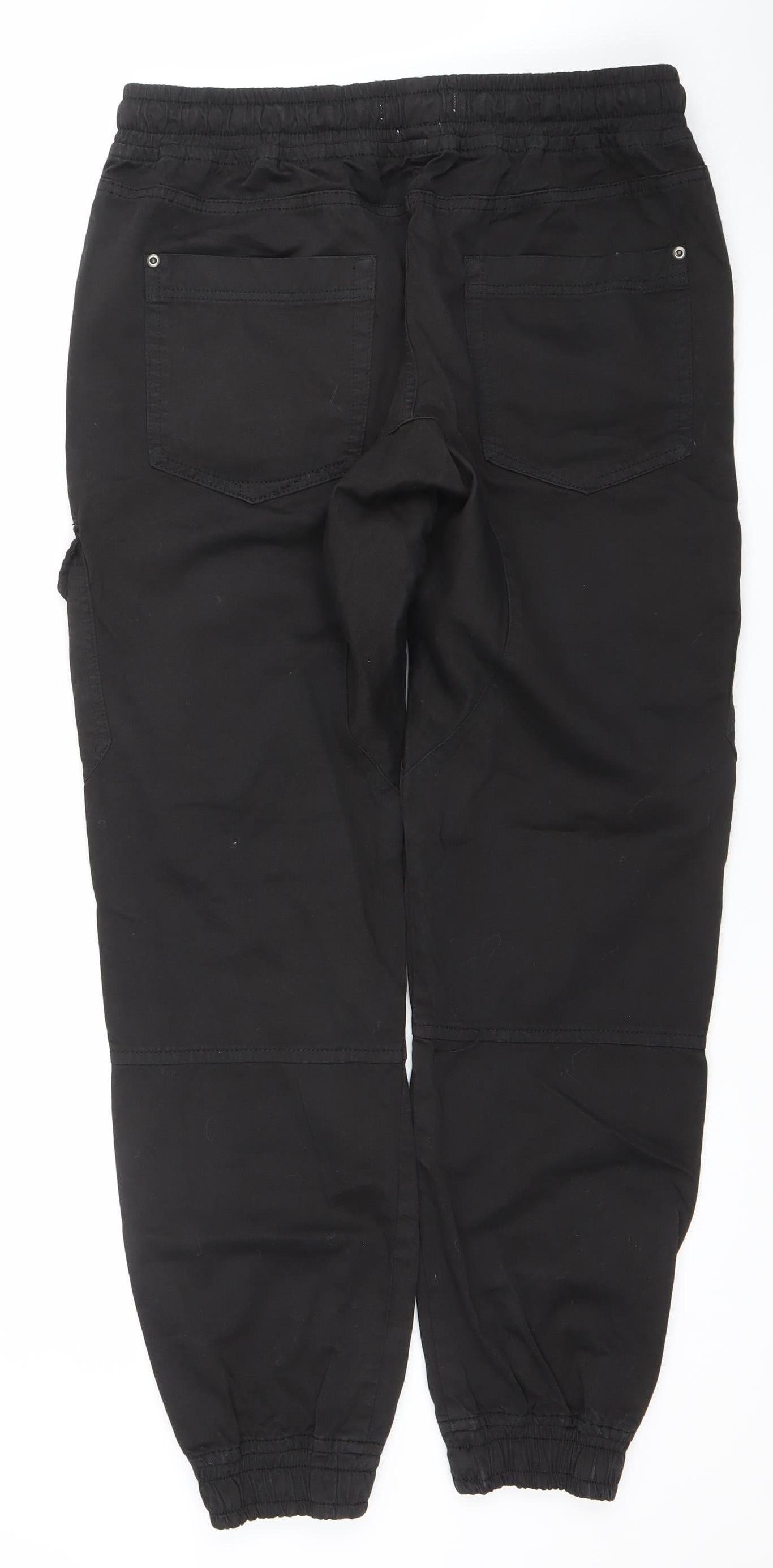 Another Influence Womens Black Cargo Trousers XL Cotton Elastic Waist