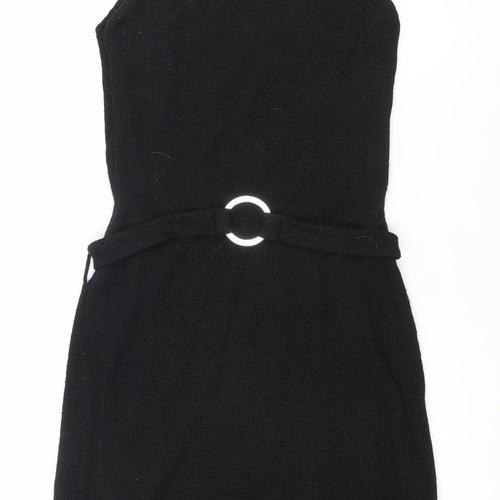Sisley Women’s Black Sleeveless High Neck Knit Sweater Dress Size S