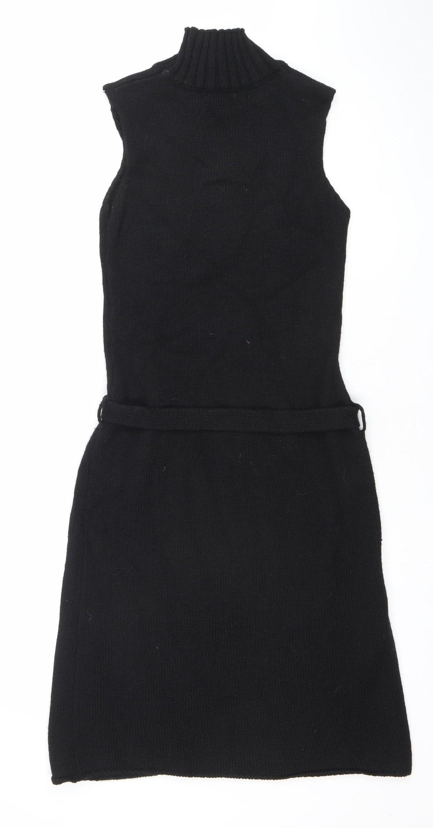Sisley Women’s Black Sleeveless High Neck Knit Sweater Dress Size S
