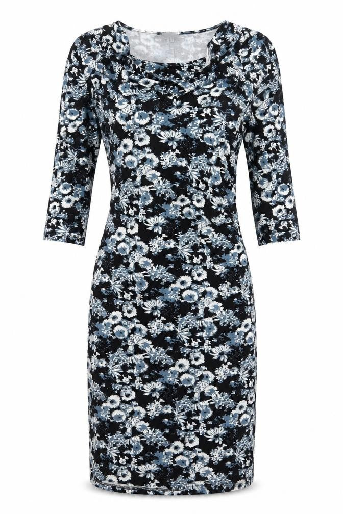 Ecoline Stockholm Women's Black Floral Knee Length Bodycon Dress Size 10