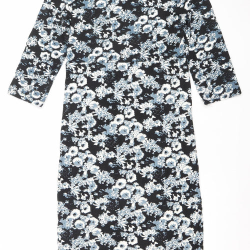 Ecoline Stockholm Women's Black Floral Knee Length Bodycon Dress Size 10