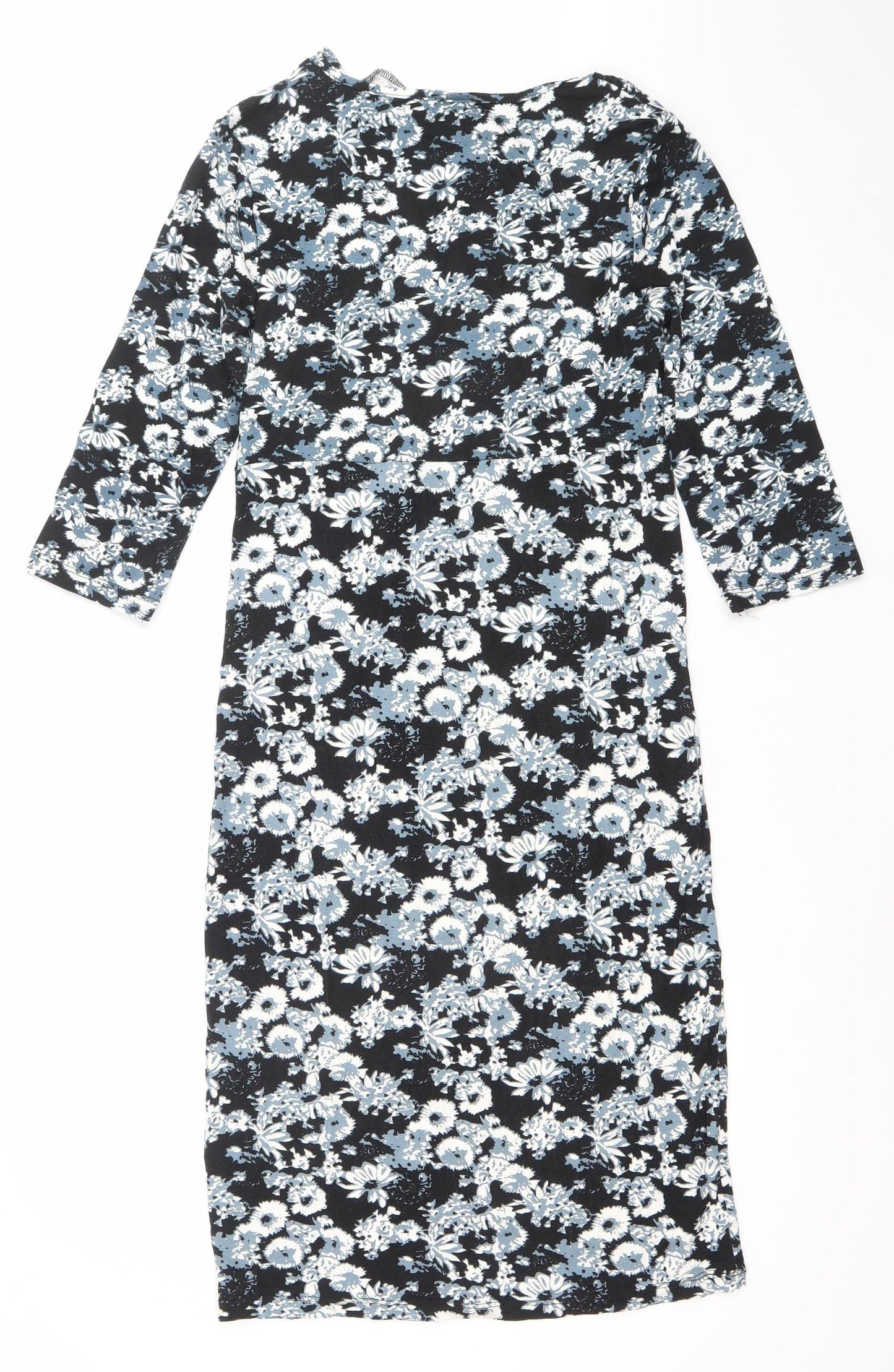Ecoline Stockholm Women's Black Floral Knee Length Bodycon Dress Size 10