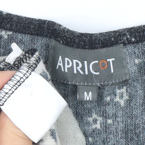 Apricot Women’s Grey Floral Knit V-Neck Shift Dress Size M