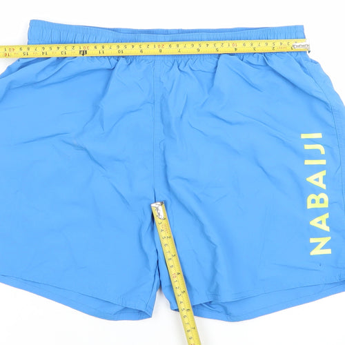 Nabaiji Men's Blue Swim Shorts Size L Elastic Waist Quick Dry