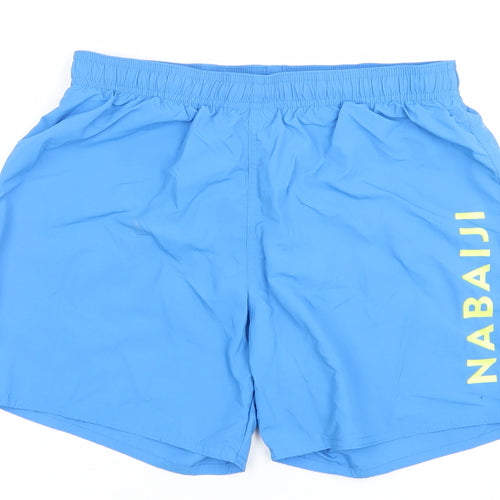 Nabaiji Men's Blue Swim Shorts Size L Elastic Waist Quick Dry