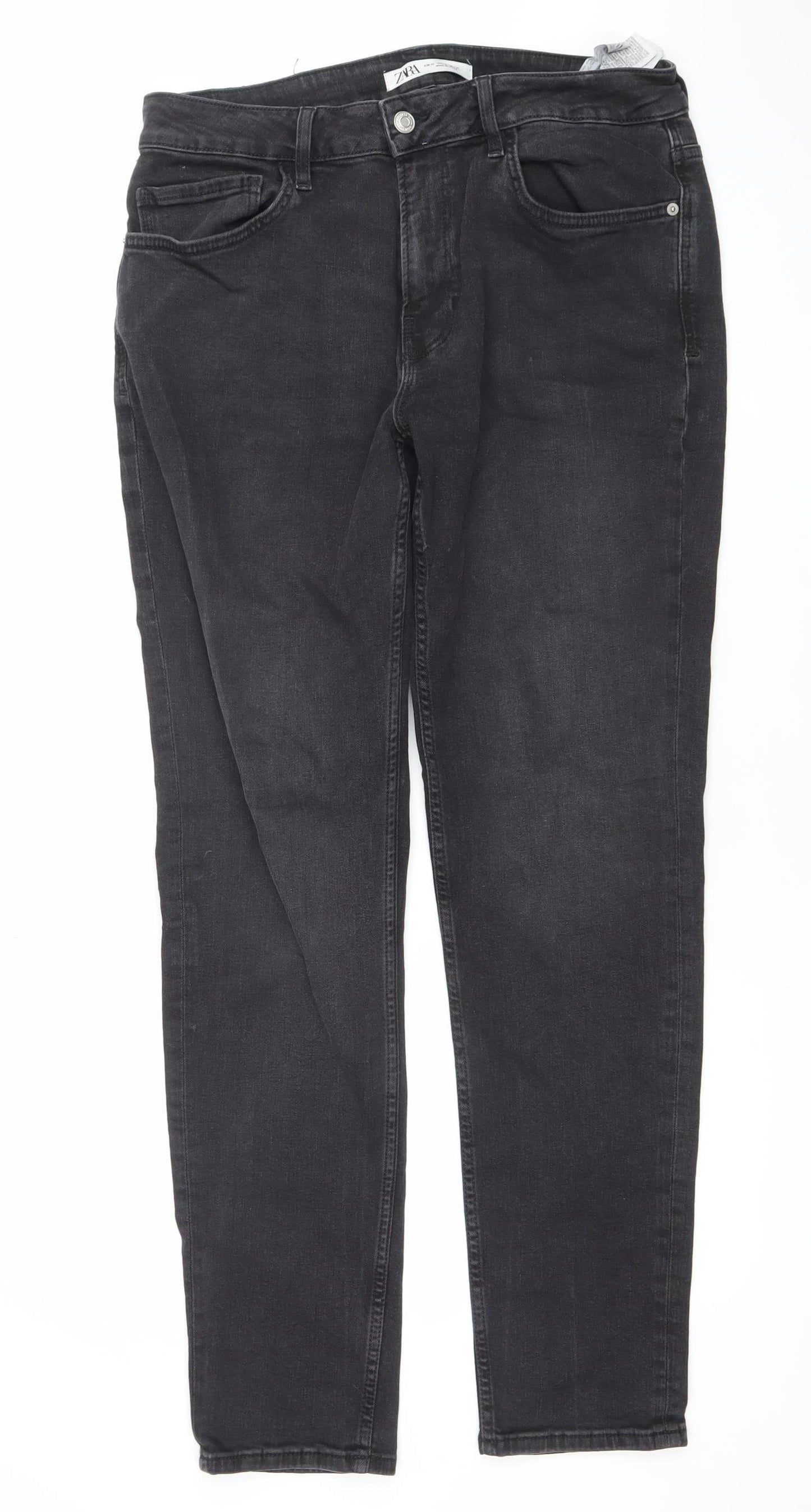 Zara Men's Black Slim Fit Straight Leg Jeans Size L 32in Waist