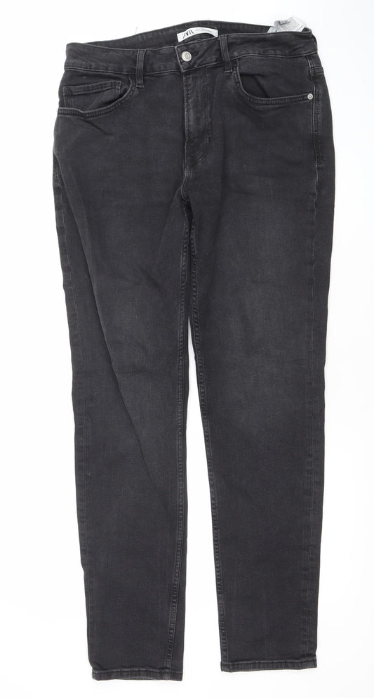 Zara Men's Black Slim Fit Straight Leg Jeans Size L 32in Waist