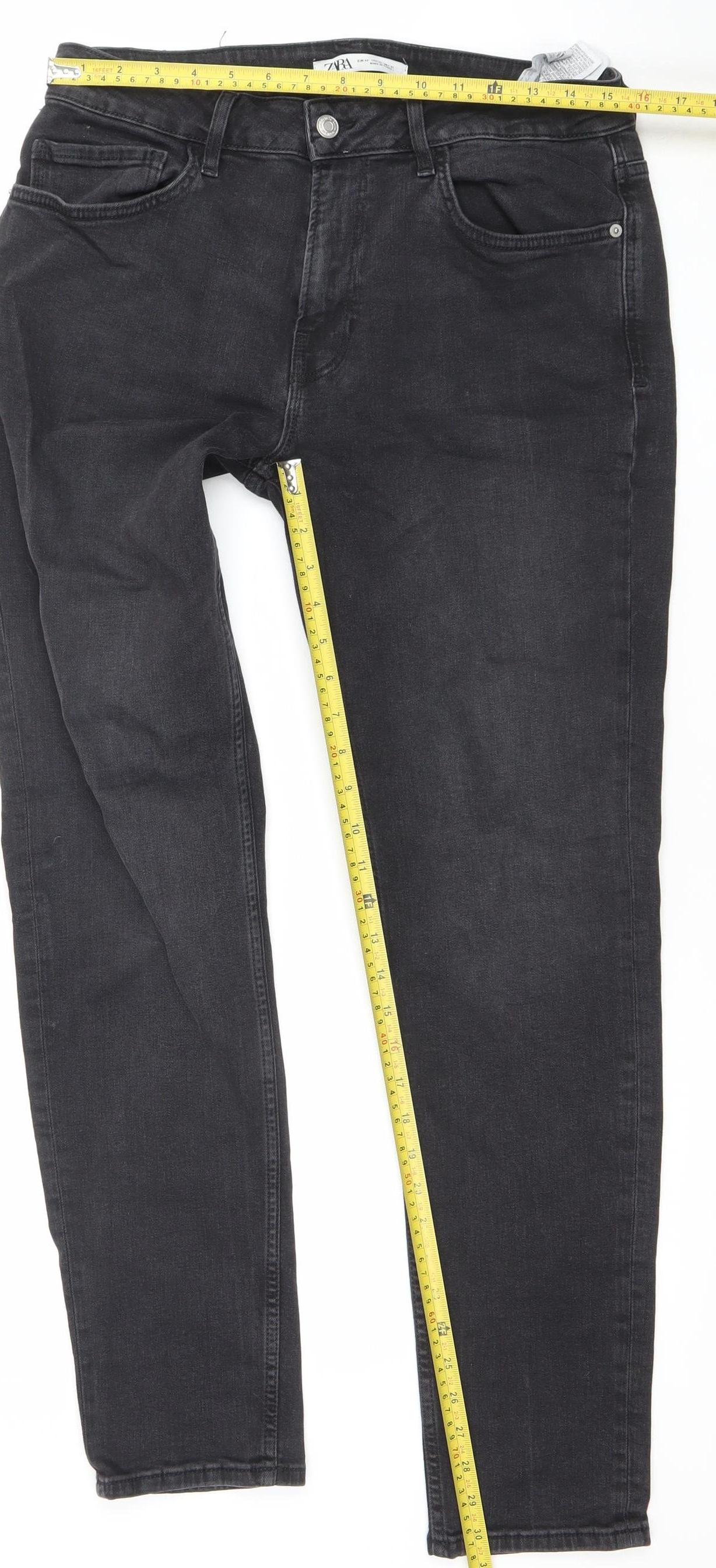 Zara Men's Black Slim Fit Straight Leg Jeans Size L 32in Waist