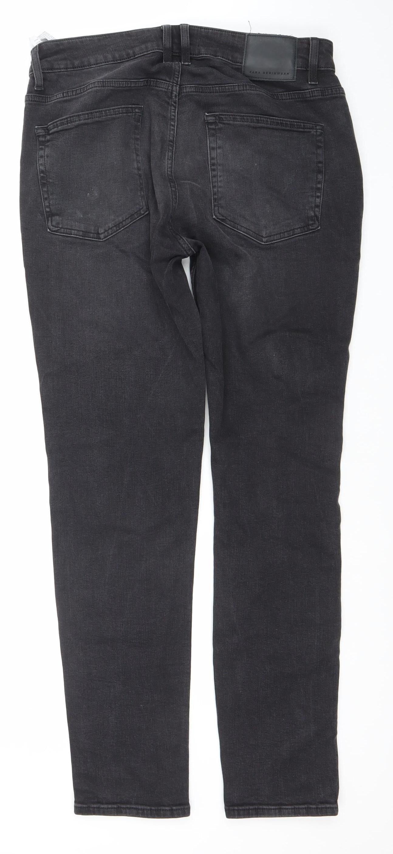 Zara Men's Black Slim Fit Straight Leg Jeans Size L 32in Waist