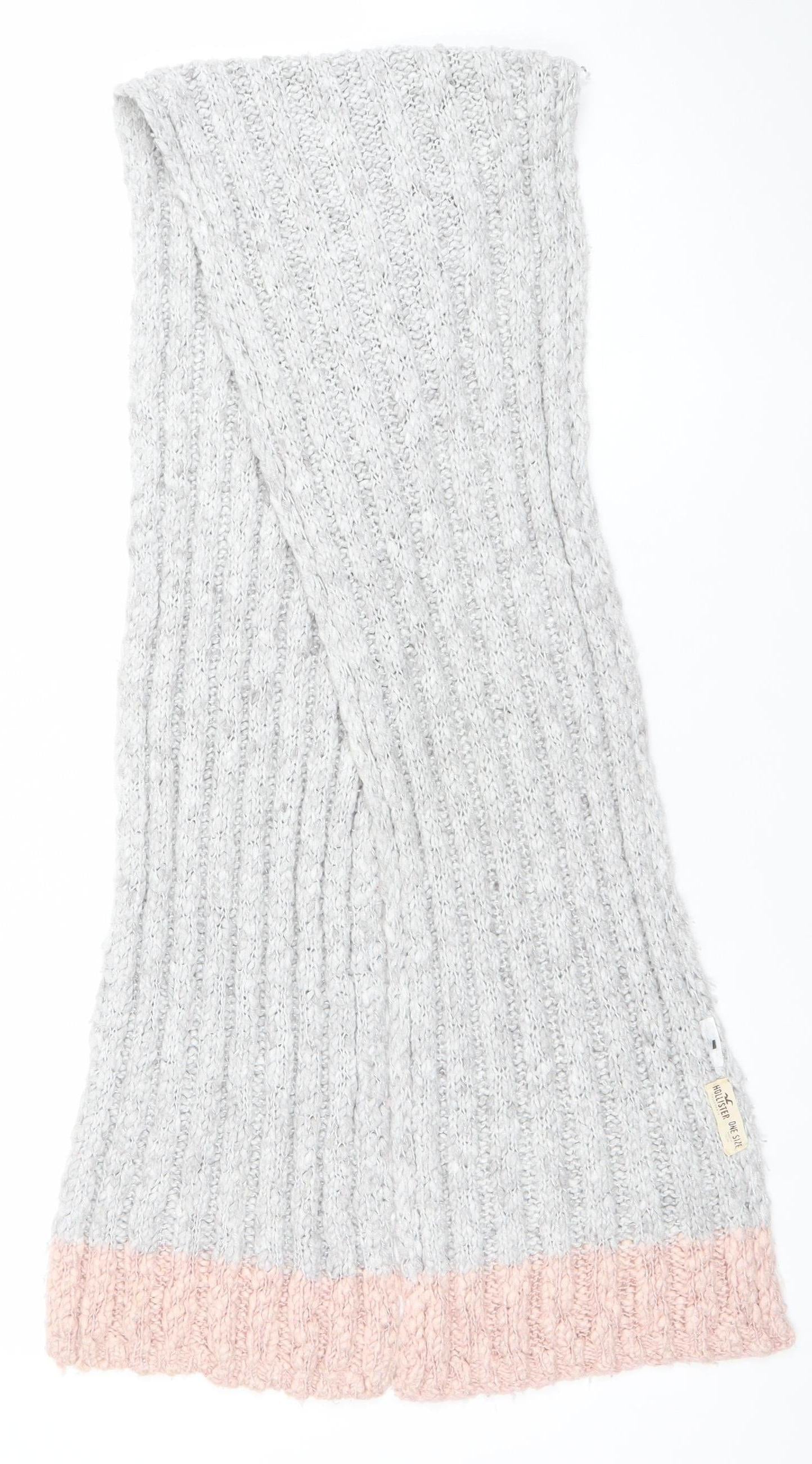 Hollister Women Grey Pink Knit Infinity Scarf Soft Winter Snood