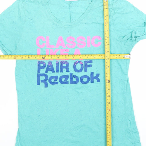 Reebok Women’s Blue V-Neck Classic Slogan T-Shirt Size M