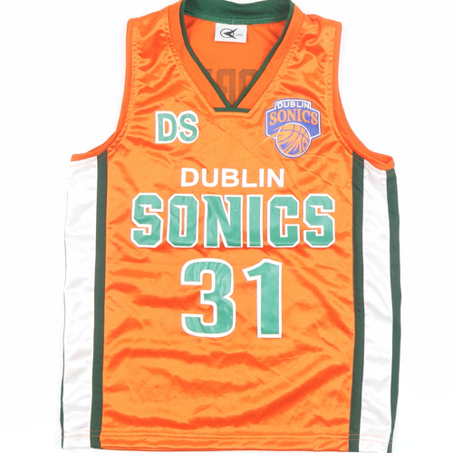Speed Boys Orange Dublin Sonics Basketball Tank Jersey Top M
