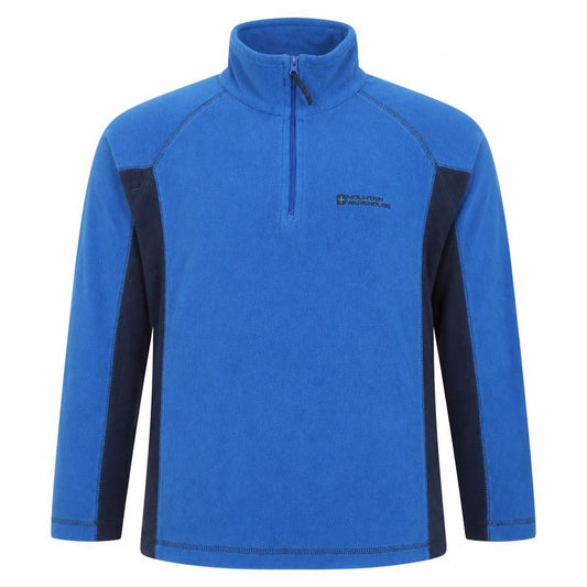 Front view of Mountain Warehouse Kids Blue Fleece 1/2 Zip Pullover Hoodie 11-12 Years