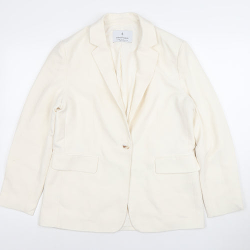 Stradivarius Women Ivory XS Tailored One-Button Blazer