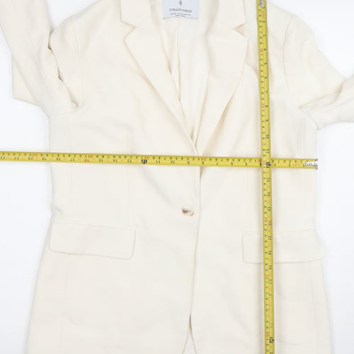 Stradivarius Women Ivory XS Tailored One-Button Blazer