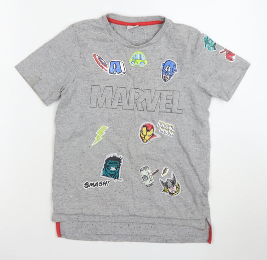 Front view of St Bernard for Dunnes Stores boys’ grey marvel short sleeve t-shirt 9-10 years