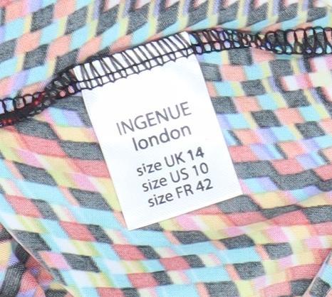 Ingenue London Women’s Multicoloured A-Line Knee Length Dress UK 14