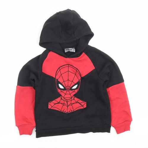 Marvel Spider-Man Boys Black Red Pullover Hoodie 5-6 Years Cotton Blend