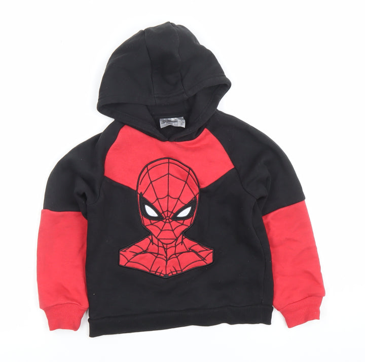 Marvel Spider-Man Boys Black Red Pullover Hoodie 5-6 Years Cotton Blend