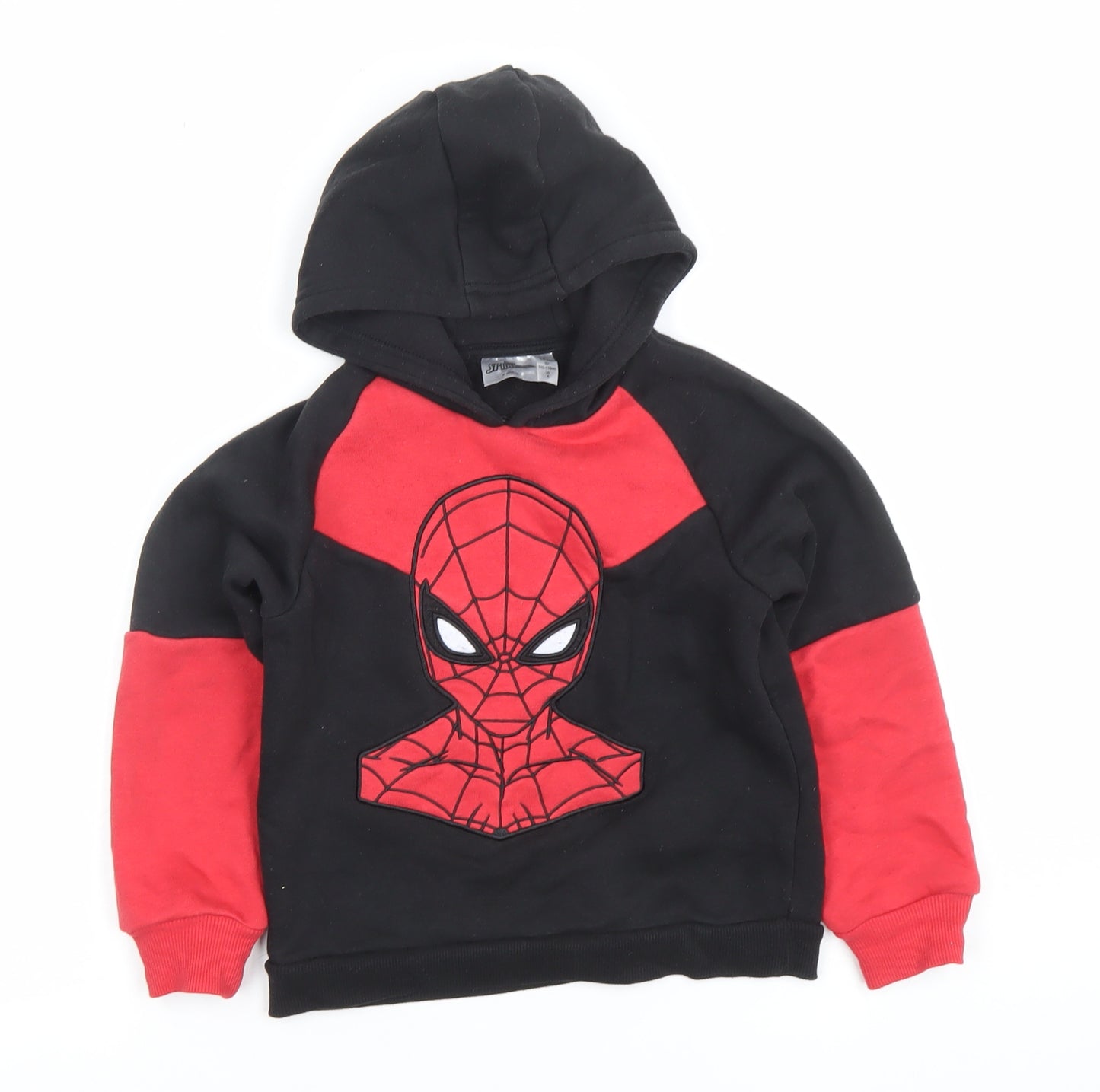 Marvel Spider-Man Boys Black Red Pullover Hoodie 5-6 Years Cotton Blend