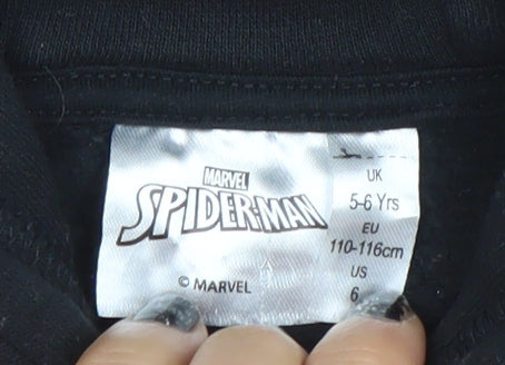 Marvel Spider-Man Boys Black Red Pullover Hoodie 5-6 Years Cotton Blend