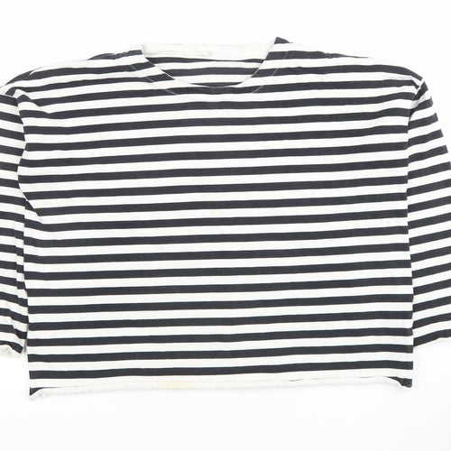 COS Womens Black & White Striped Pullover Sweatshirt Size M Cotton
