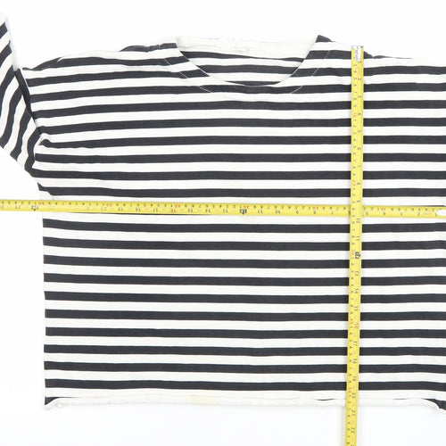 COS Womens Black & White Striped Pullover Sweatshirt Size M Cotton
