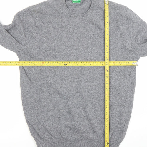 United Colors of Benetton Men's Grey Wool Crew Neck Jumper S