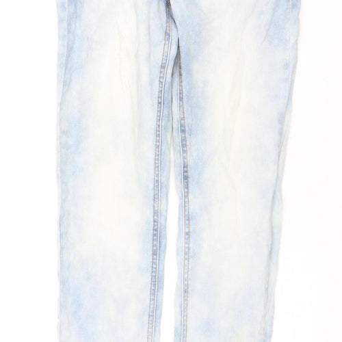 Pull & Bear Men's Blue Slim Fit Acid Wash Denim Jeans 30W Straight Leg