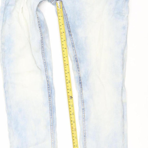Pull & Bear Men's Blue Slim Fit Acid Wash Denim Jeans 30W Straight Leg