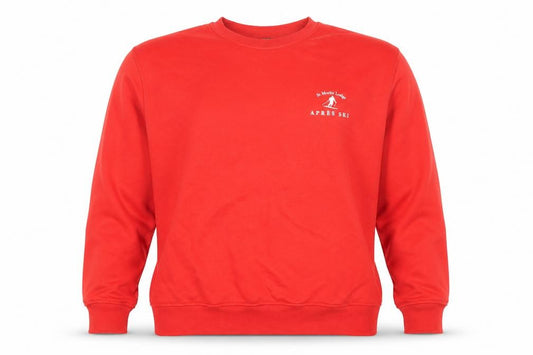 Front view of Dunnes Women Red Crew Neck Pullover Sweatshirt, size M, Cotton Blend
