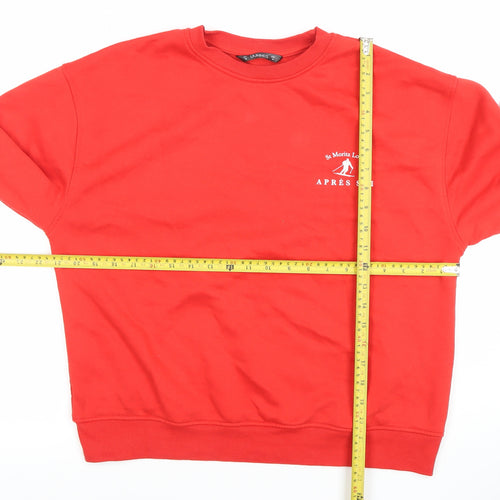 DUNNES Women Red Crew Neck Pullover Sweatshirt Size M Cotton Blend