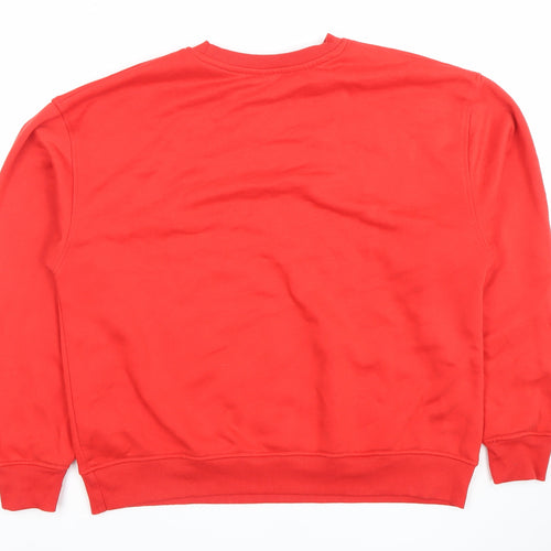 DUNNES Women Red Crew Neck Pullover Sweatshirt Size M Cotton Blend