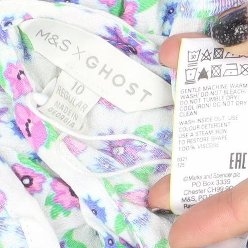Marks and Spencer Women’s Multicoloured Floral One Shoulder Wrap Dress Size 10