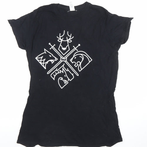 Gildan Womens Black XL Cotton Crew Neck Short Sleeve Graphic T-Shirt