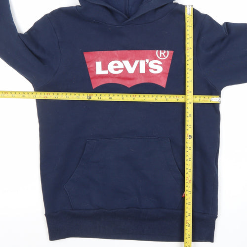 Levi's Boys Navy Blue Pullover Hoodie 12 Years Cotton Blend Logo Sweatshirt