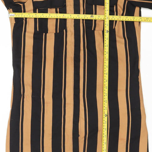 Vero Moda Women's Brown Black Striped Midi Shirt Dress Size S