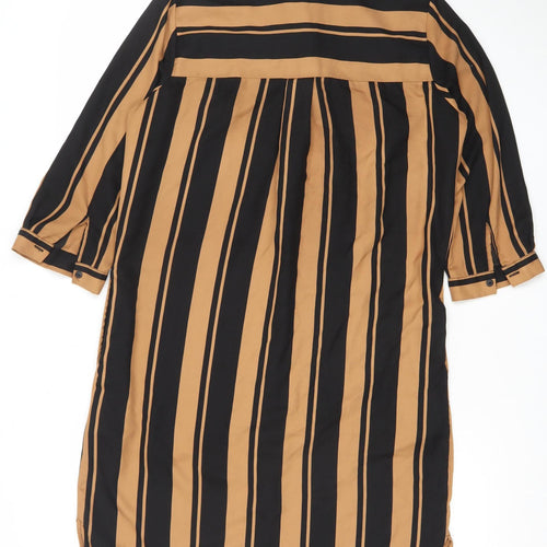 Vero Moda Women's Brown Black Striped Midi Shirt Dress Size S