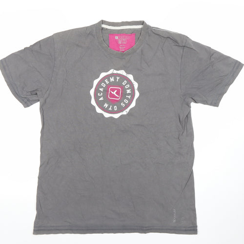 Domyos Men's Grey Crew Neck Gym Academy Graphic T-Shirt Medium