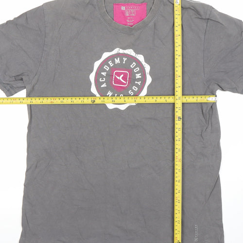 Domyos Men's Grey Crew Neck Gym Academy Graphic T-Shirt Medium