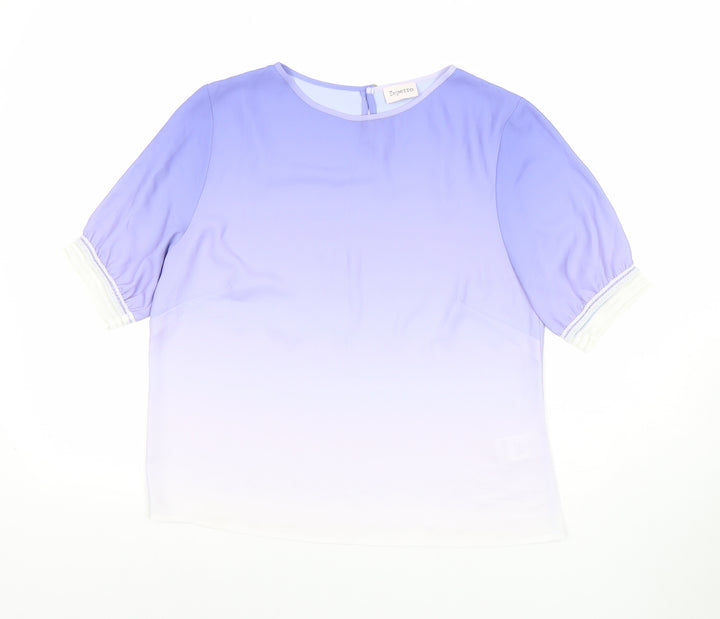 Repetto Women’s Purple Ombre Short Sleeve Chiffon Blouse Size 12