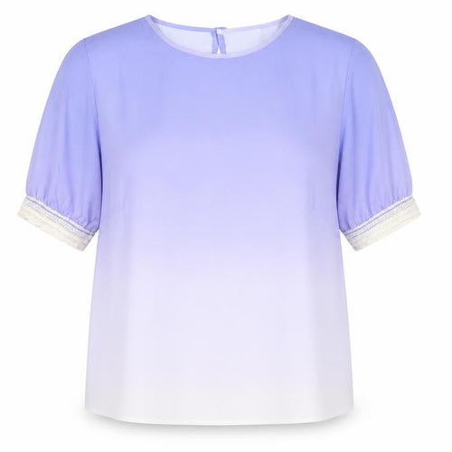 Repetto Women’s Purple Ombre Short Sleeve Chiffon Blouse Size 12