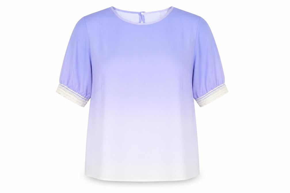 Repetto Women’s Purple Ombre Short Sleeve Chiffon Blouse Size 12