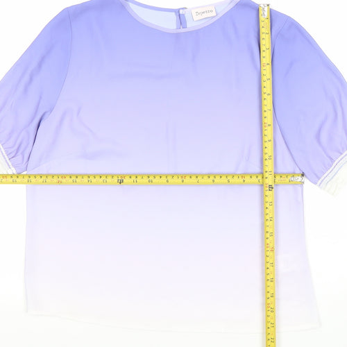 Repetto Women’s Purple Ombre Short Sleeve Chiffon Blouse Size 12