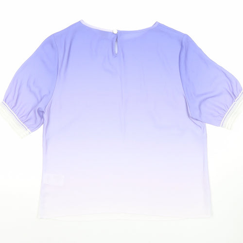 Repetto Women’s Purple Ombre Short Sleeve Chiffon Blouse Size 12