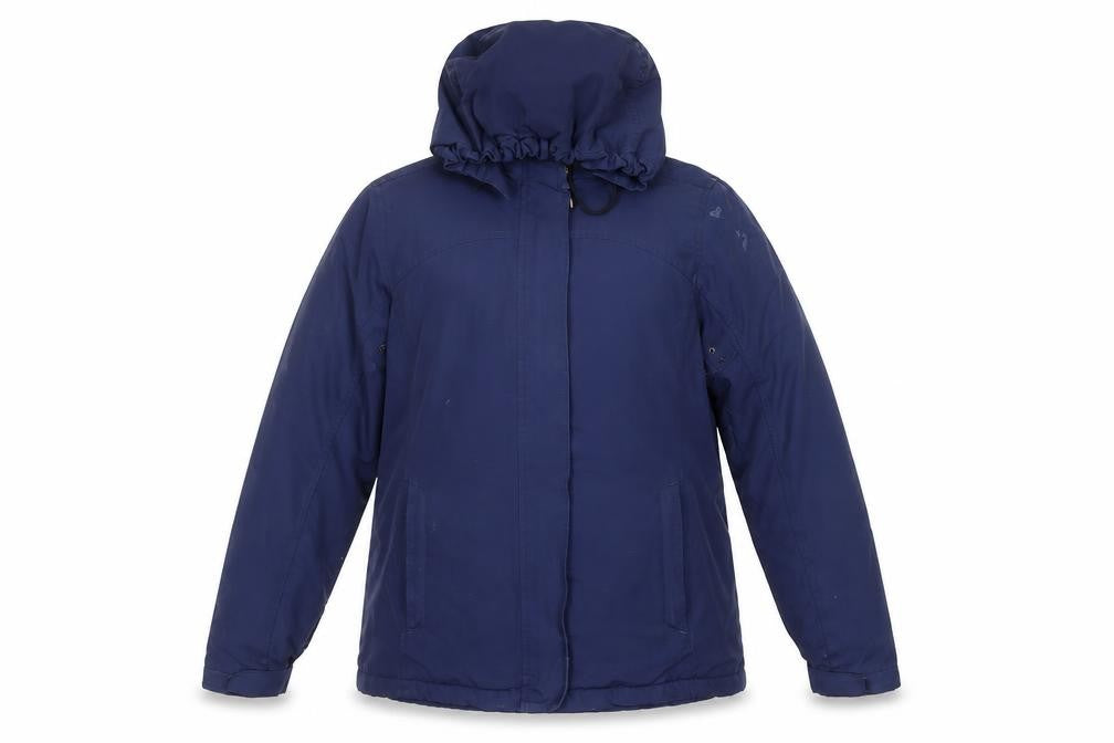 Front view of Lands' End Women's Blue Hooded Parka Jacket, size M, Regular