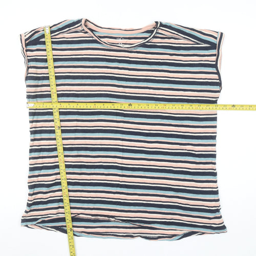M&Co Women Multicoloured Striped Cotton Modal Sleeveless T-Shirt UK20