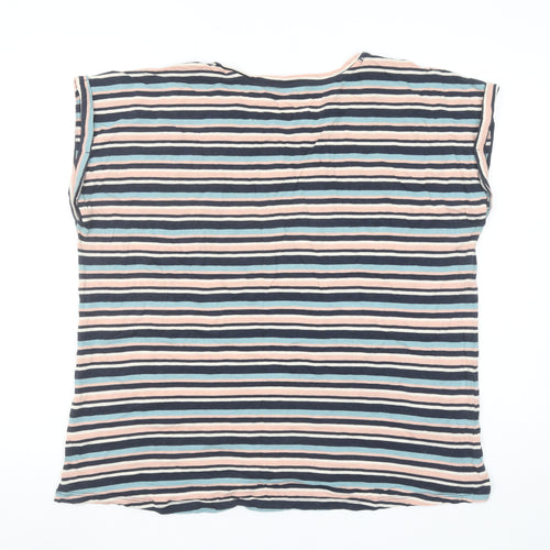 M&Co Women Multicoloured Striped Cotton Modal Sleeveless T-Shirt UK20