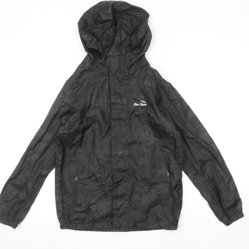 Peter Storm Boys Black 9-10 Years Hooded Waterproof Lightweight Rain Jacket